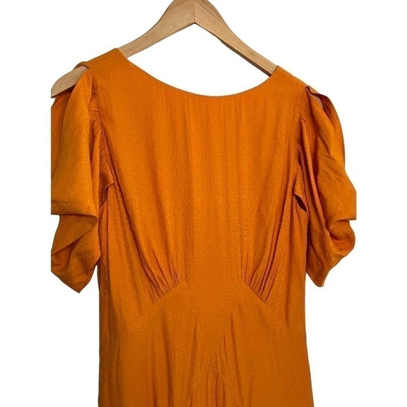 TED Baker High‎ Neck Paneled Midi Dress Tangerine Orange Sz 2 - Picture 3 of 9